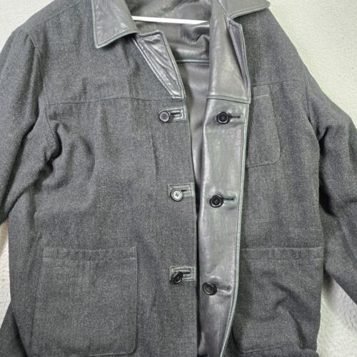 Vintage Reed Reversible Leather & Fleece Jacket Men's Medium Black Mid Length - Picture 15 of 16