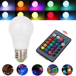 Dimmable RGB LED Light Bulb Lamp With Remote E27 3W 16 Colors Changing Magic