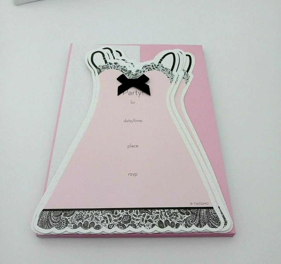 Lencería Ducha Novia Despedida de Soltera Invitaciones Niñas Noche 7 Tarjetas Rosa Foto 2 de 4