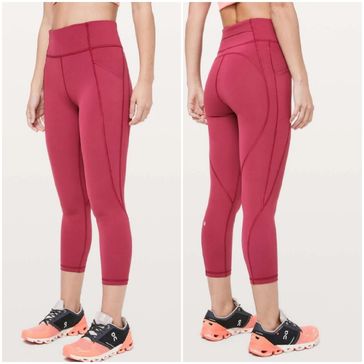 Lululemon Time To Sweat Crop 23 Leggings LIKE NEW Pink Star Ruby Size 2