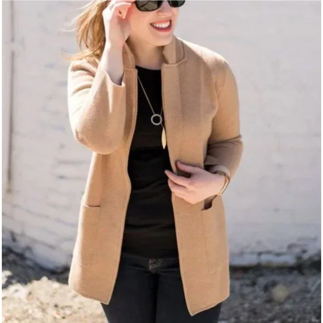 CREW Sophie Open Front Sweater Blazer Tan Camel {U45}