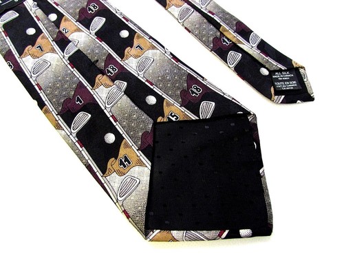 Corbata para hombre Platinum Studio 100 % seda corbata gráfica palos de golf - Imagen 3 de 6