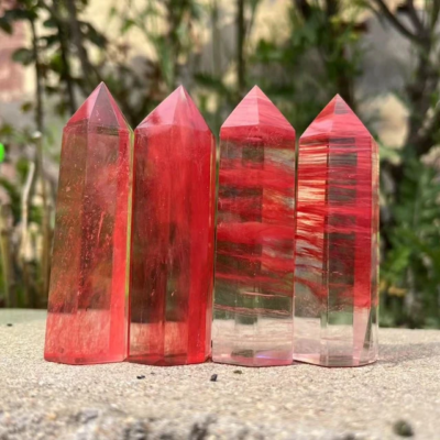 Natural Red Cherry Quartz Tower Point Obelisk Healing Charka