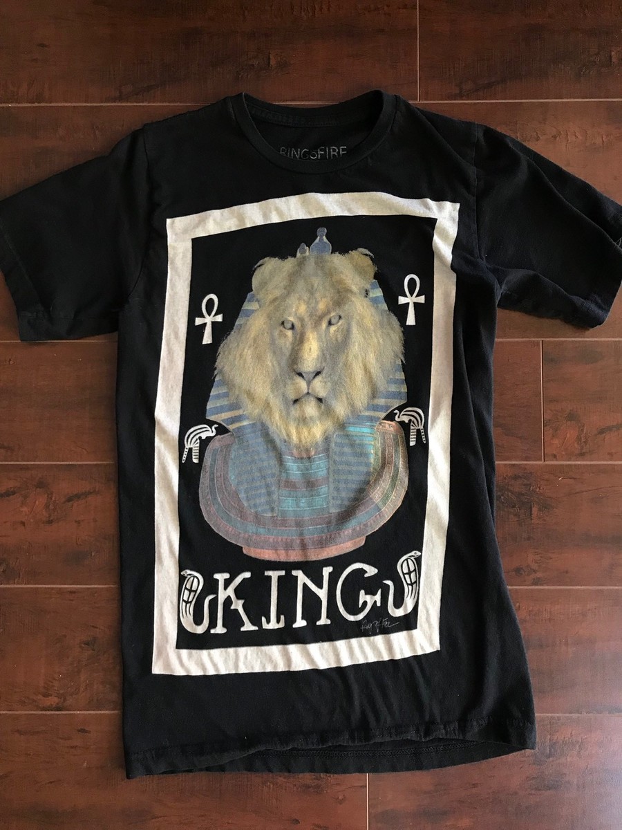 NWT RING OF FIRE Men's Size {S} Black short sleeve T Shirt KING Lion