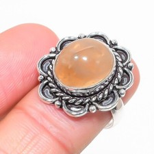 Rutilated Quartz Gemstone Handmade 925 Sterling Silver Jewelry Ring Size 8 US 