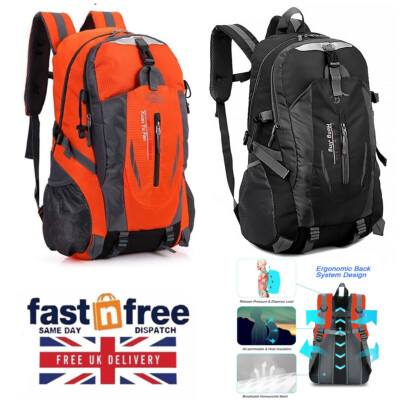 40L Large Waterproof Backpack Bag Camping Walking Hiking Outdoor Travel  Rucksack UK
