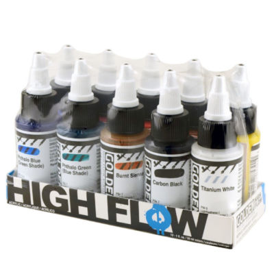 Goldene High Flow Acryltinte / flüssige flüssige Farbe 10 x 30ml - blickdichtes Farbset