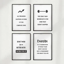 Fitness Inspiration (Set of 4) UNFRAMED Print Home Décor, Wall Art