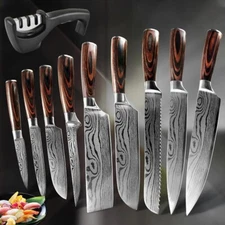 Kitchen Knives Set Japanese Damascus Pattern Stainless Steel Cleaver Chef Knife