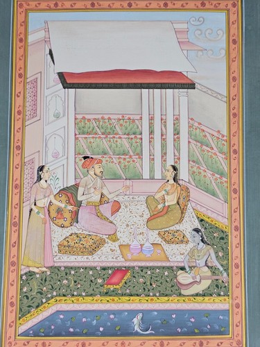 The Mughals Art Painting Indian Miniature Harem Art Painting With Real Gold Work - Picture 2 of 6