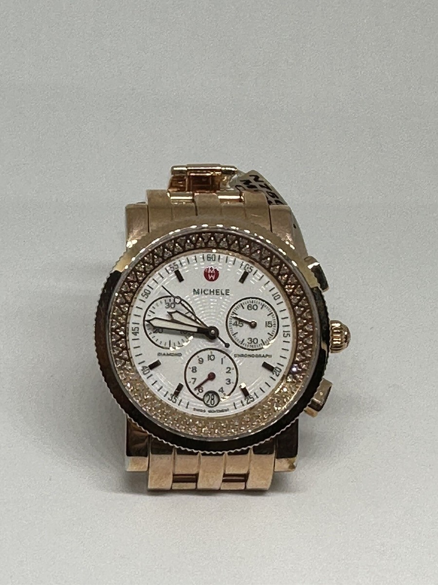 MICHELE WATCH - DIAMOND BEZEL CHRONOGRAPH Michele Diamond Chronograph Watch, Michele Watch - Etsy main image 3