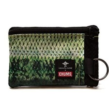 Chums Surfshort Wallet ID Window 2 Zipper Pockets Aqua Flauge Large Mouth Bass 