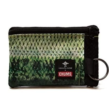 Chums Surfshort Wallet ID Window&2 Zipper Pockets (Aqua Flauge Large Mouth Bass)