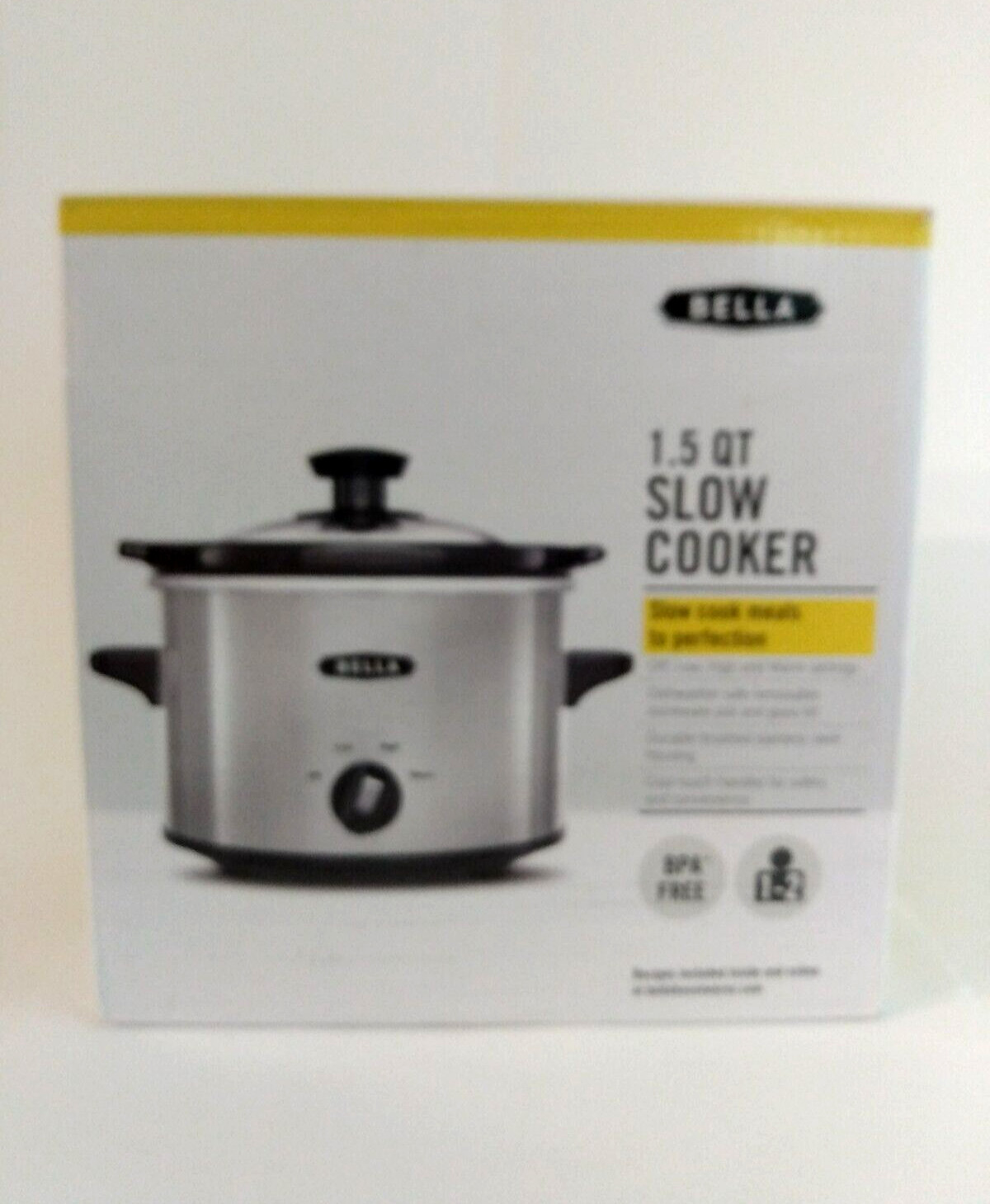Bella Slow Cooker 1.5 Quart Crock Pot BPA Free Tempered Glas