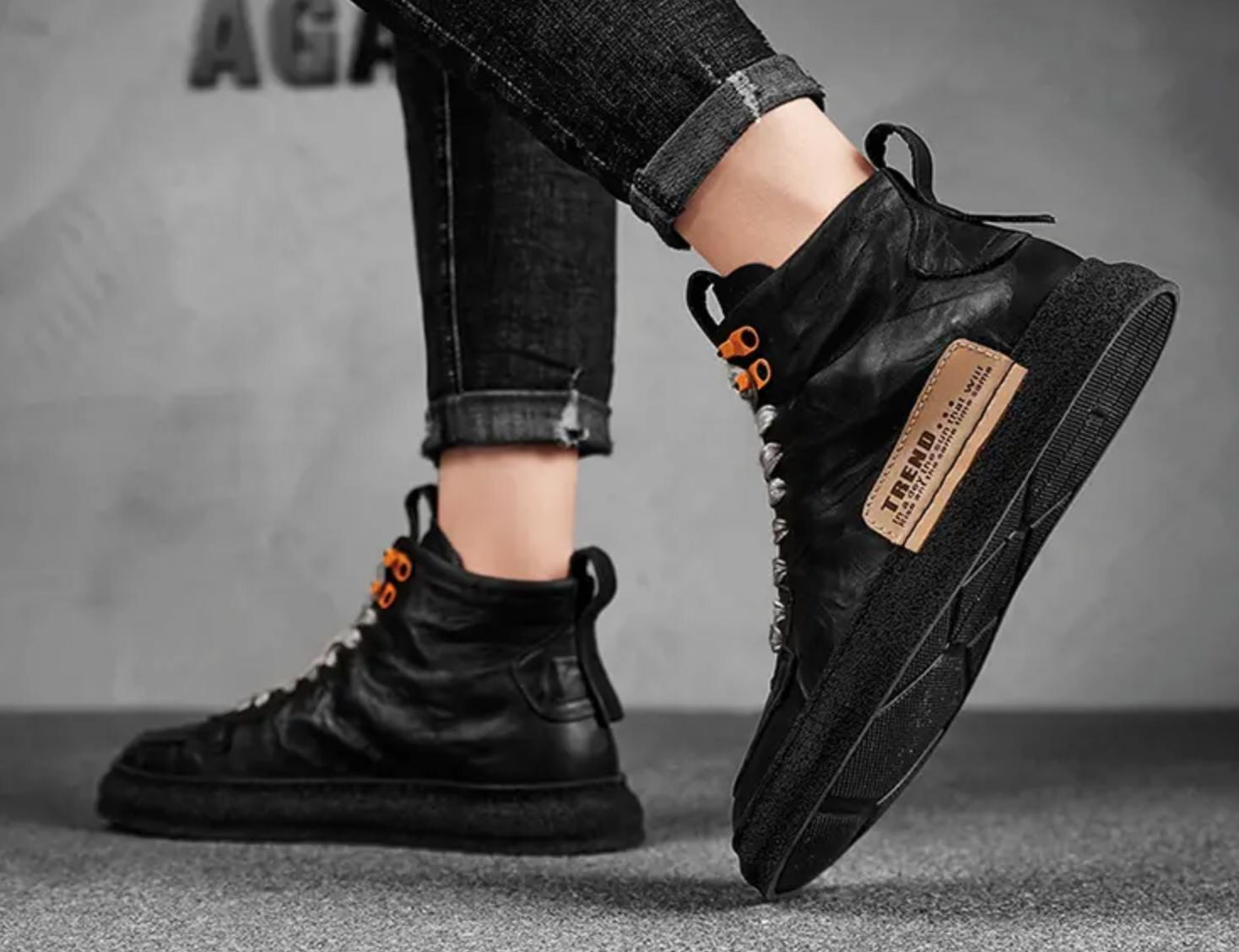 SAOLA Abito da uomo alla moda per il tempo libero nero stringato per ragazzi retrò sportivo scarpe alte