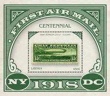 Liberia 2018 - First Air Mail, Centenary, Zeppelin - Souvenir Sheet - 3257 - MNH