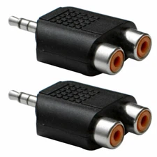 2 Pack - 3.5 MM 1/8" TRS Male to 2 RCA Female Splitter - Stereo Adapter Jack
