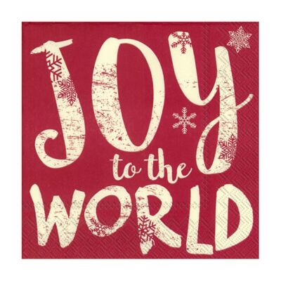 Papierservietten Weihnachten rot Joy to the World Einweg Cocktail Party Serviette