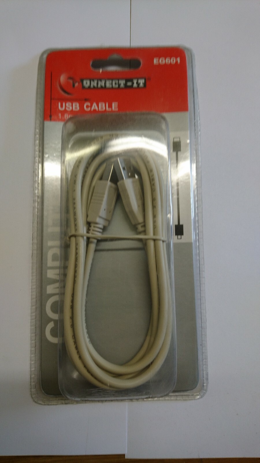 USB Cable 1.8M Retail Packaging USB A TO B LEAD Connect-it