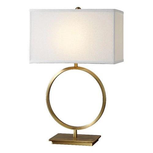 Uttermost Duara Metal Circle Table Lamp in Plated Brushed Brass/White - Picture 2 of 7