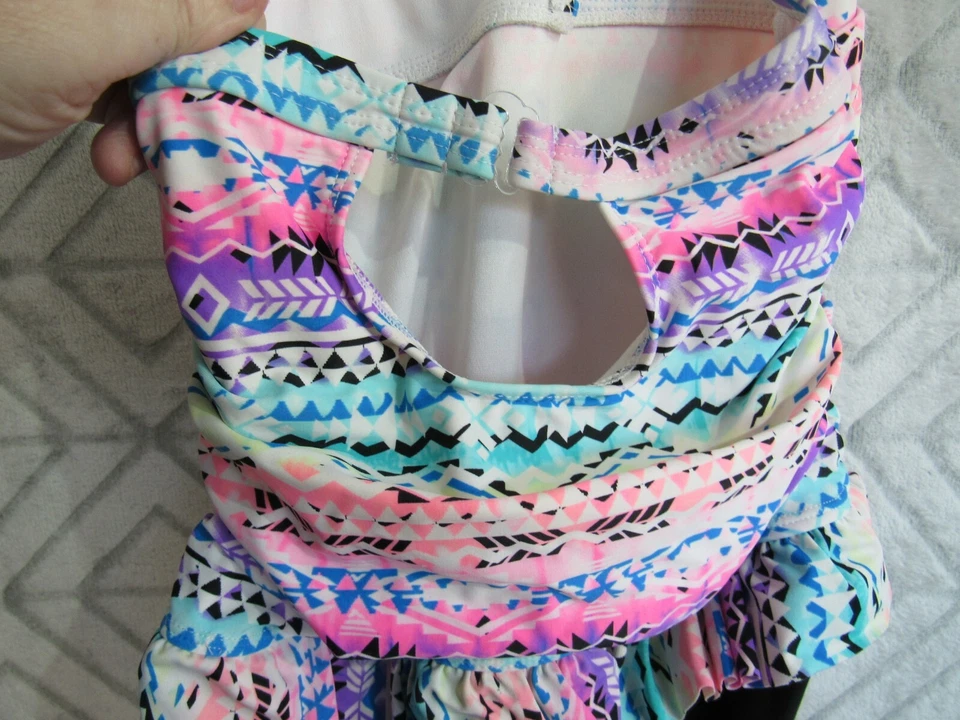 OP 1 Pieza Traje de Baño Talla L 10 12 Niñas Multicolor Gancho Alrededor del Cuello Cerradura Foto 3 de 4