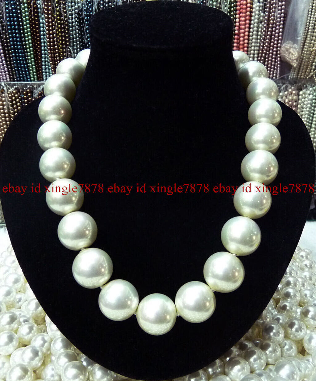 14mm White South Sea Shell Pearl Round Necklace Real Hand knotted 18-30 AAA