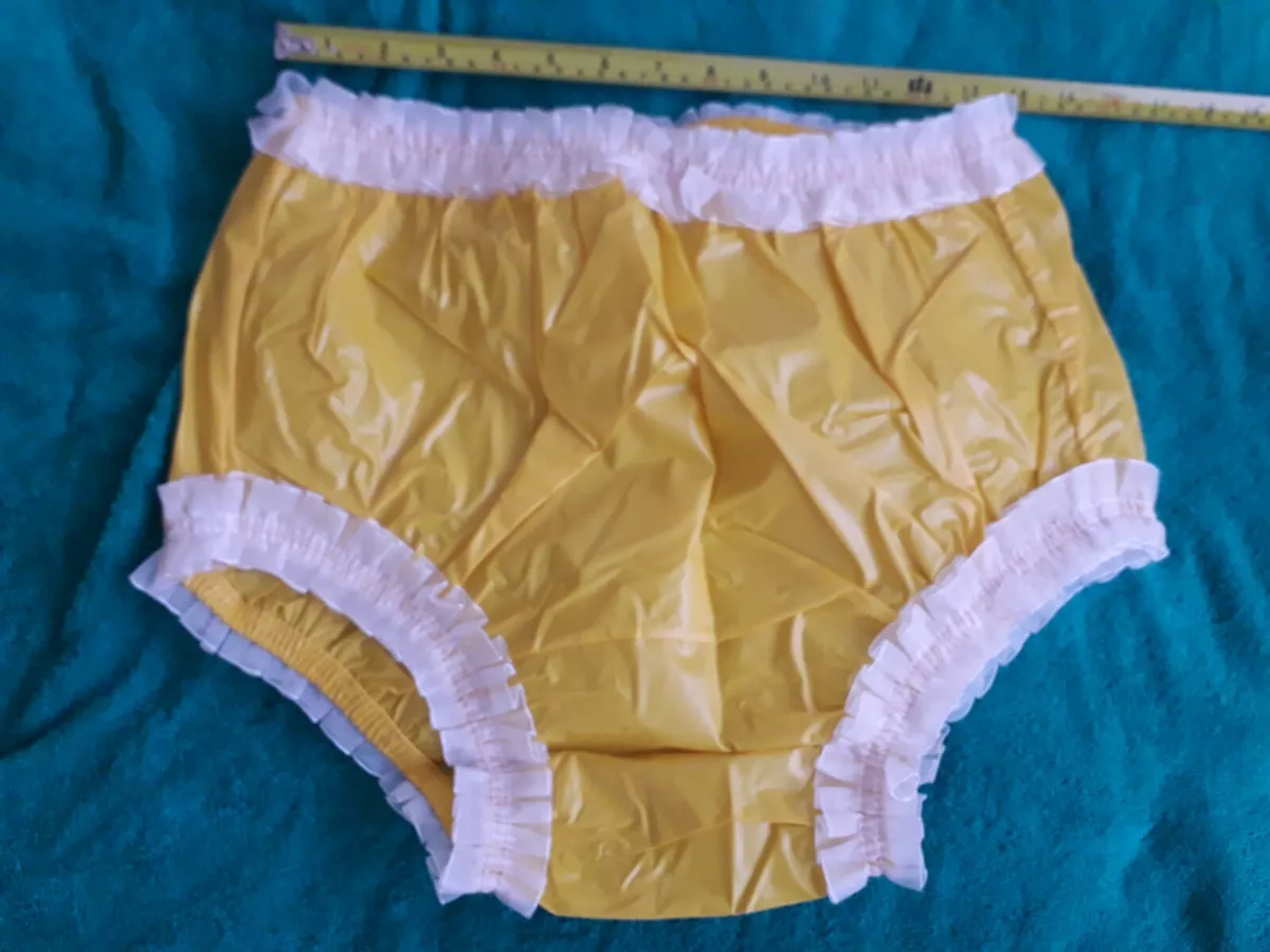 PVC Incontinence Diaper Pants Rubber Pants Adult Baby Yellow Clear