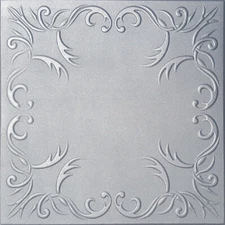 Ceiling Tiles, Glue Up 20" x 20", Styrofoam, ROVEN Metalic SILVER, 50 Pieces