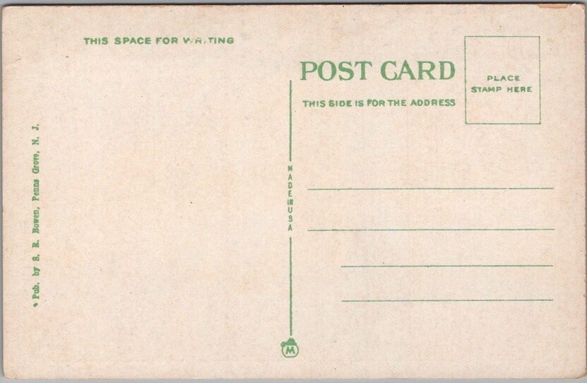 Penns Grove, New Jersey Postcard "Borough Hall" Fire Station / Street