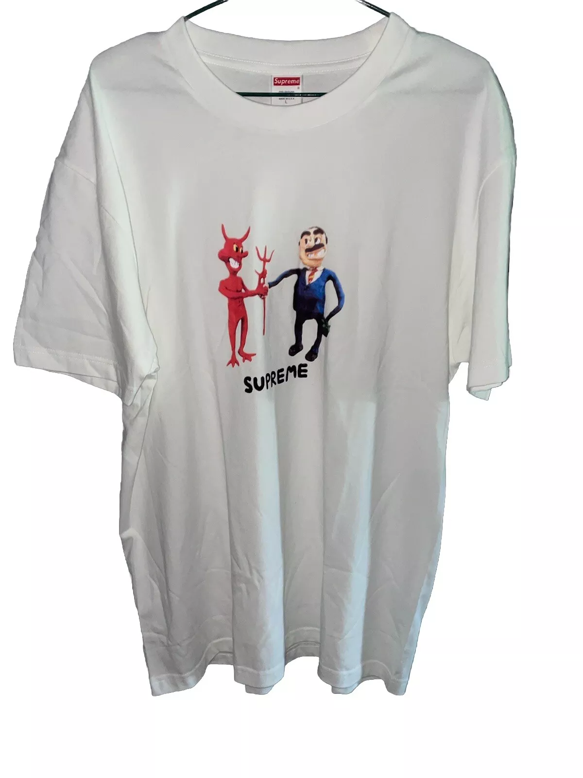 T shirt Supreme Business blanc taille grand skate streetwear diable argile NEUF