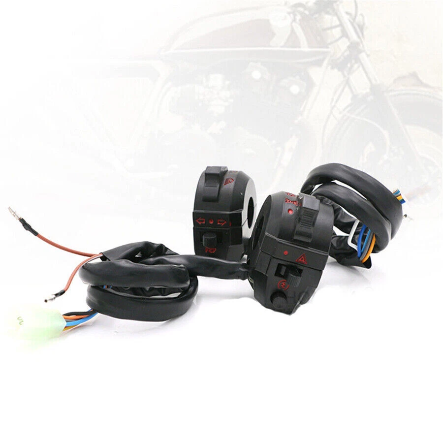 1 Par 7/8" Manillar Moto Negro Interruptor de Control Señal de Giro Bocina ON OFF Foto 4 de 4