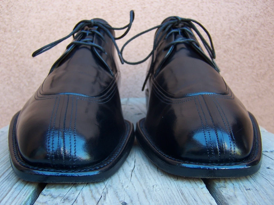 Zapatos de vestir A. TESTONI para hombre de cuero negro italiano punta dividida Oxford talla 9,5 M Foto 4 de 4