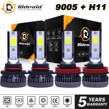 4pcs Combo 9005h11 White 6000k Cob Led Headlight Bulbs 240w High Low Beam Kit