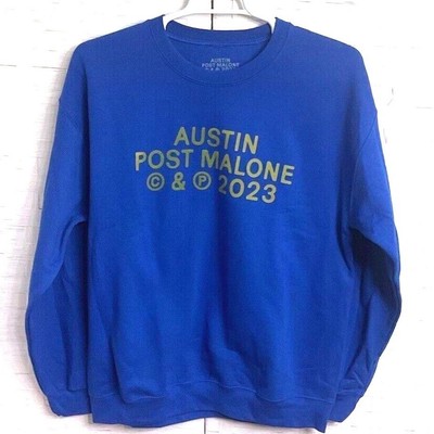 Post Malone 2023 Austin Concert Tour Blue Sweater Sweatshirt Adult Size Large