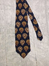Gant Mens 100% Silk Necktie Tie Blue & Multi-Color sea shells Made in USA