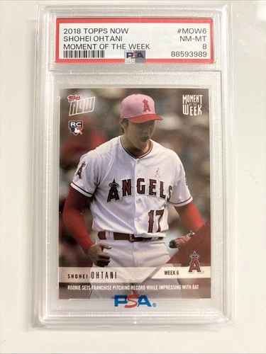2018 Topps Now Shohei Ohtani Moment of the Week #MOW-6 Rookie PSA 8