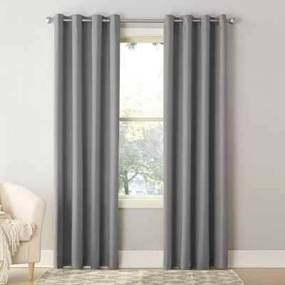 Sun Zero Barrow Energy Efficient Grommet Curtain Panel Pair Grey 54 X 63