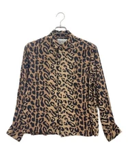 WACKO MARIA                    Leopard print rayon shirt Brown×Black