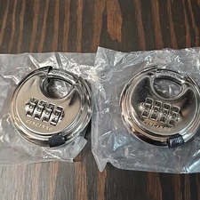 2 Packs 4 Digit Combination Locks Stainless Steel Disc Lock Combo Padlock