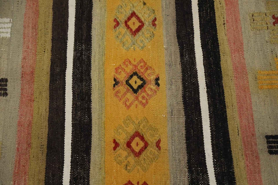 Alfombra reversible Kilim 6x10 con patrones tribales del suroeste alfombra tejida a mano Foto 4 de 4