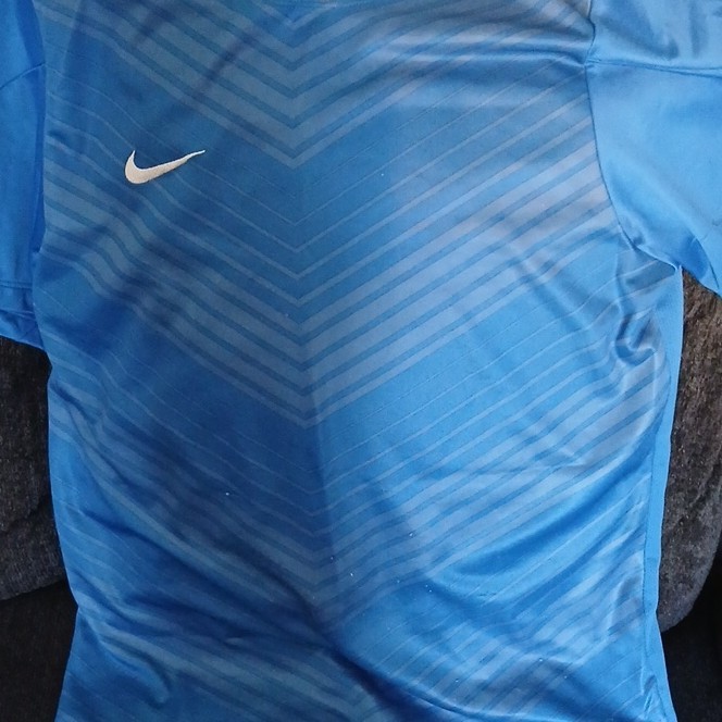 Nike Dri-FIT Blue Chevron Men's Crew Neck Moisture Wicking T-Shirt Size L