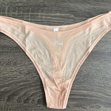 Pink By Victoria  s Secret, Large Peach, Cotton Thong Panties