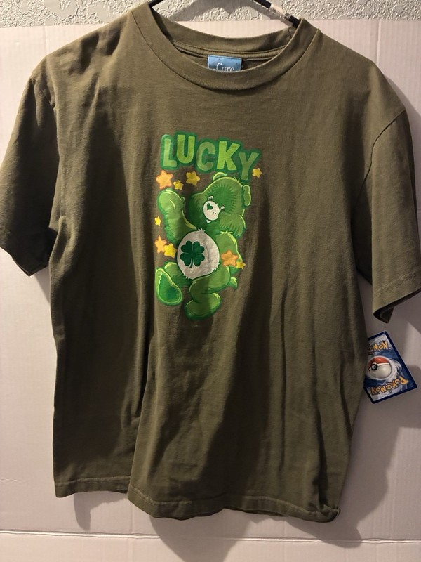 Care Bear Green Luck St. Patty’s Day Bear Adult Crew Neck T-Shirt