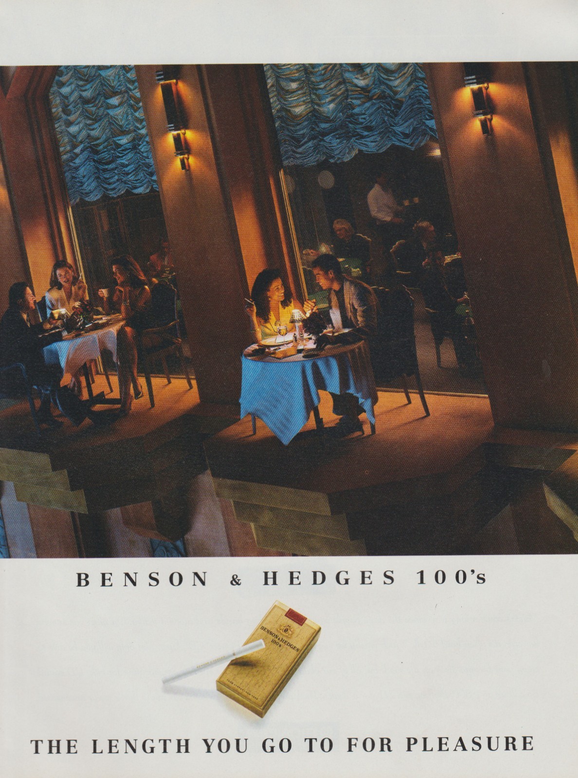 1994 Benson & Hedges Cigarettes - Smoking Couples Dine Outside - Print Ad Photo