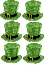 6 X Shamrock Stoff Zylinder Gr&uuml;n Erwachsener Irish St Patricks Day Celtic