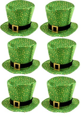 6 x Kleeblatt Stoff Zylinder Hut grün Erwachsene irisch St Patricks Day keltisch Kostüm