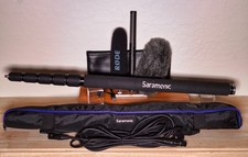 RODE NTG4 Shotgun Microphone Bundle - Saramonic Boom Pole, Dead Cat, XLR, Cases