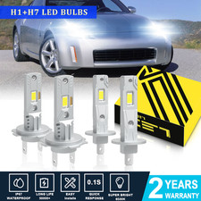 For Nissan 350Z 2005-2003 - H7 Low H1 High LED Headlight Kit 4Pcs White Bulbs