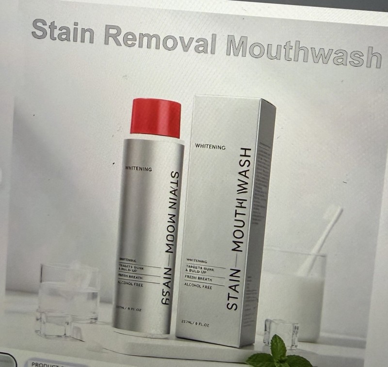Stain Mouthwash Whitening Alcohol Free Mouthwash, 7.5 fl oz Bottle & Box