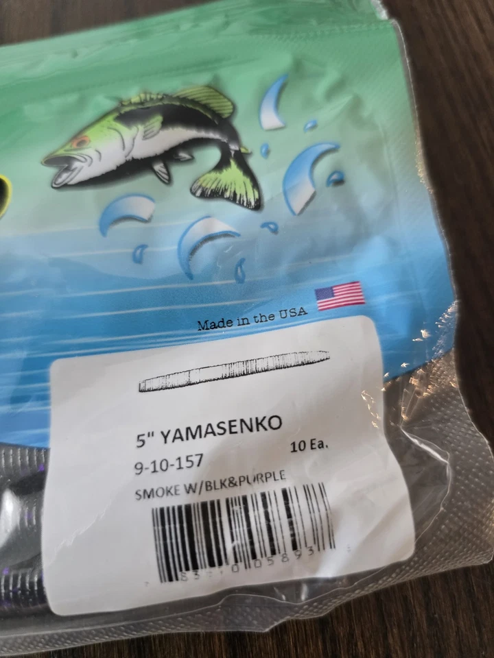 Gary Yamamoto 5" Yamasenko Cebos Personalizados Serie 9-10 Paquete de 10 HUMO con NEGRO PÚRPURA Foto 4 de 4